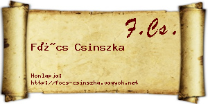 Föcs Csinszka névjegykártya